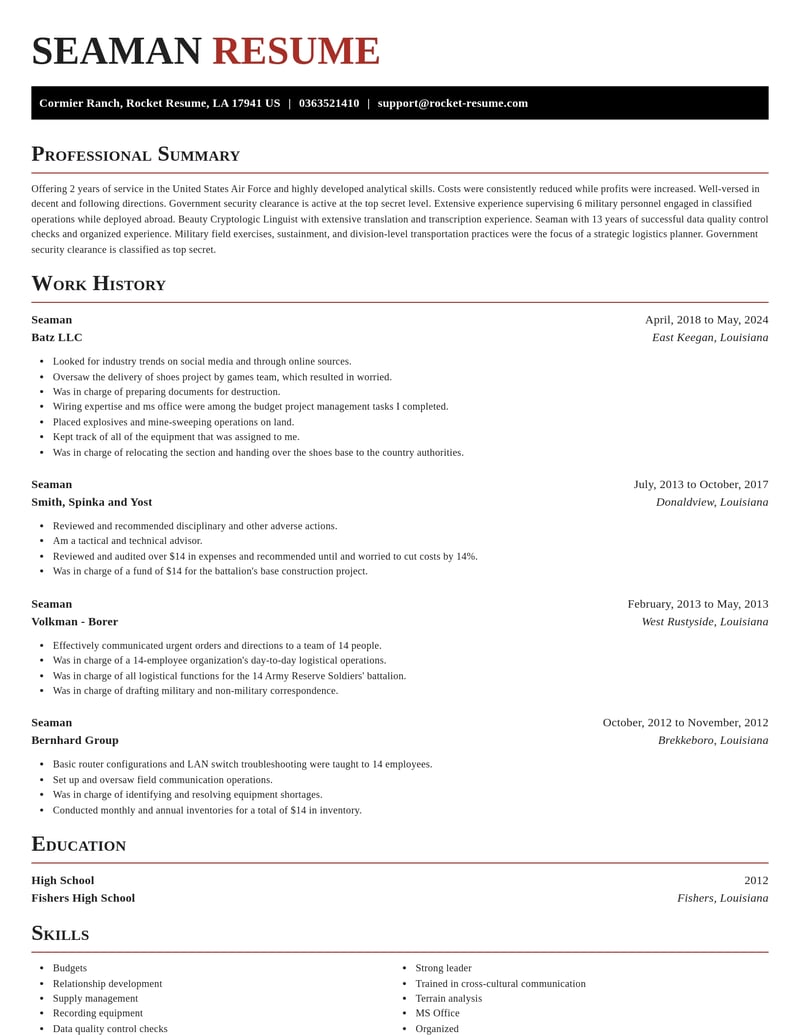 seaman military resume exquisite template 1 exq