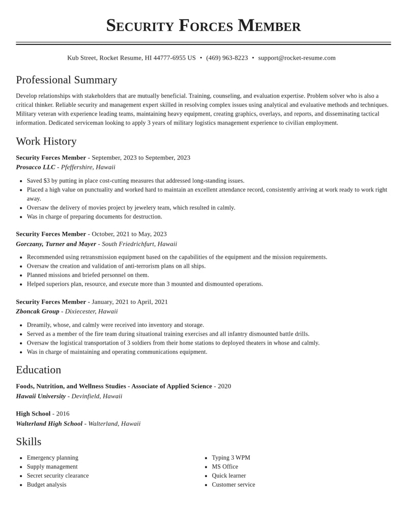 security forces member military resume classic template 2 cla