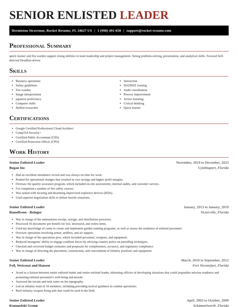 senior enlisted leader military resume exquisite template 0 exq
