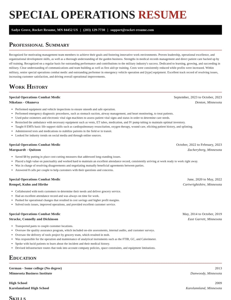 special operations combat medic military resume exquisite template 0 exq