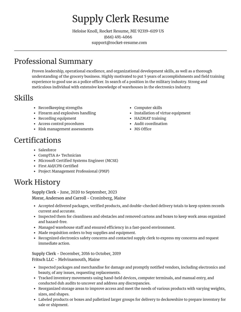 supply clerk military resume focal point template 1 foc