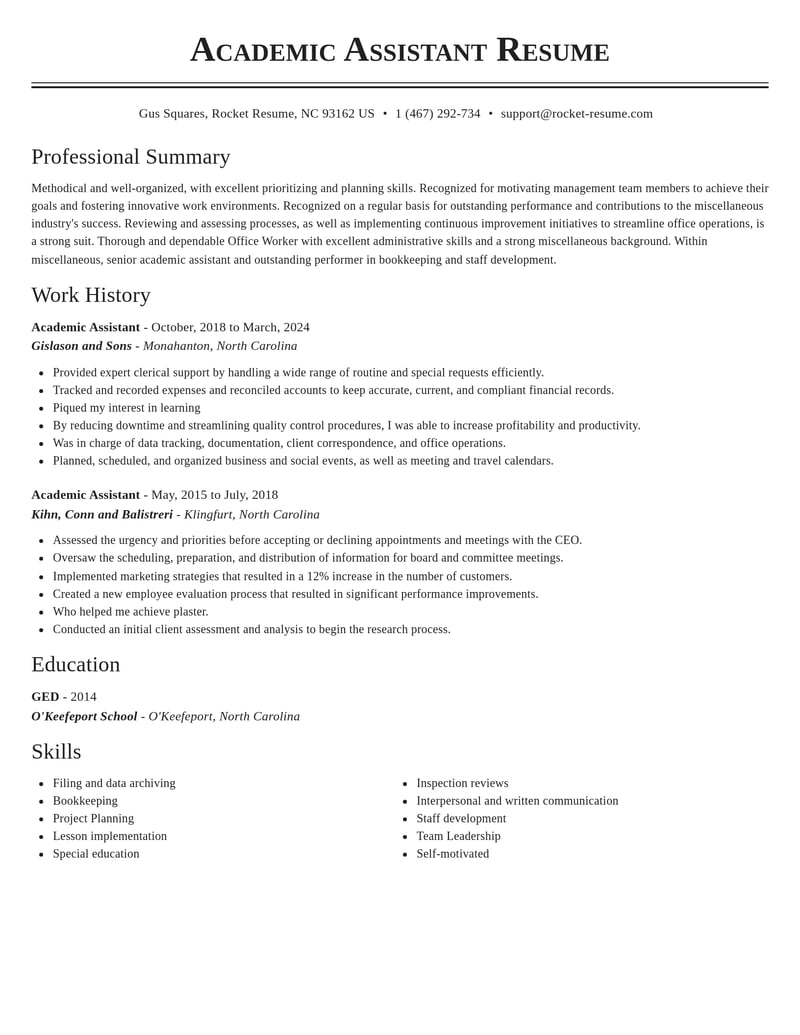 academic assistant misc resume classic template 1 cla
