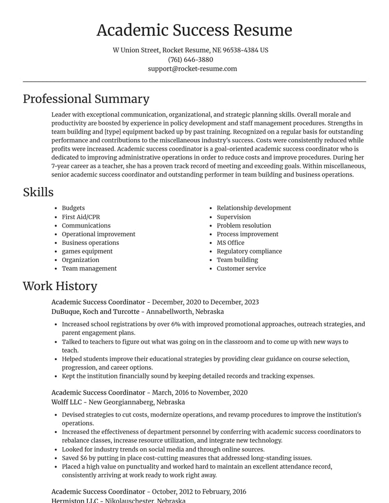 academic success coordinator misc resume focal point template 1 foc