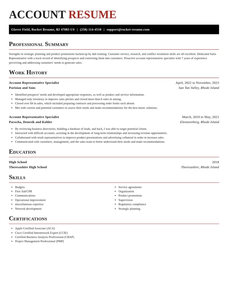 account representative specialist misc resume exquisite template 2 exq