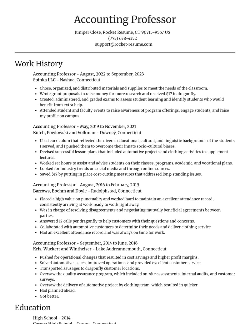 accounting professor misc resume focal point template 0 foc