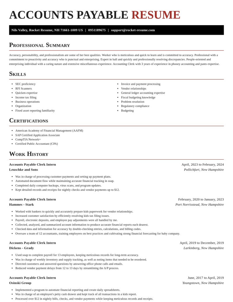 accounts payable clerk intern misc resume exquisite template 0 exq