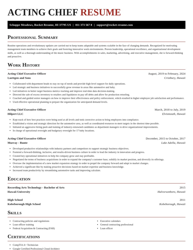 acting chief executive officer misc resume exquisite template 2 exq