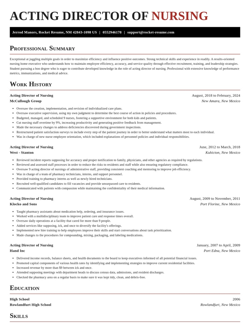 acting director of nursing misc resume exquisite template 1 exq