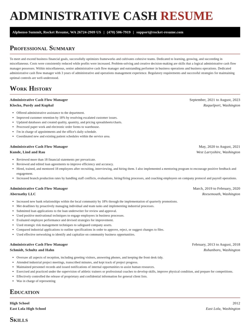 administrative cash flow manager misc resume exquisite template 0 exq