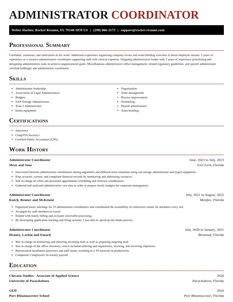 administrator coordinator misc resume exquisite template 2 exq