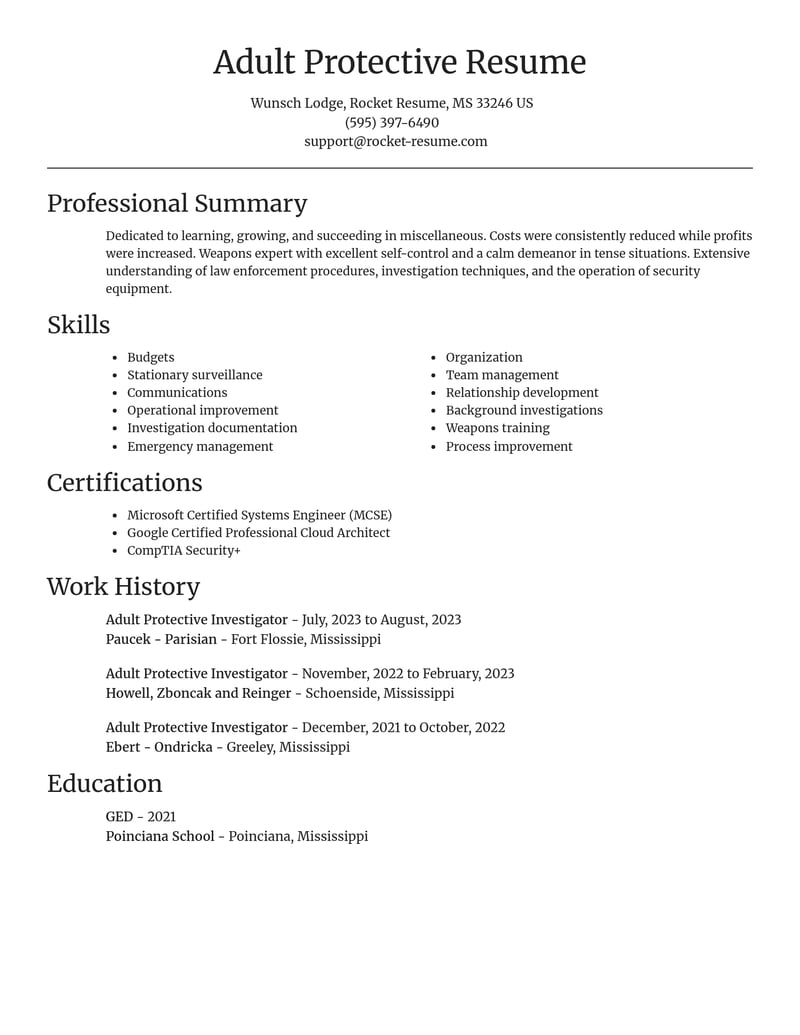 adult protective investigator misc resume focal point template 2 foc