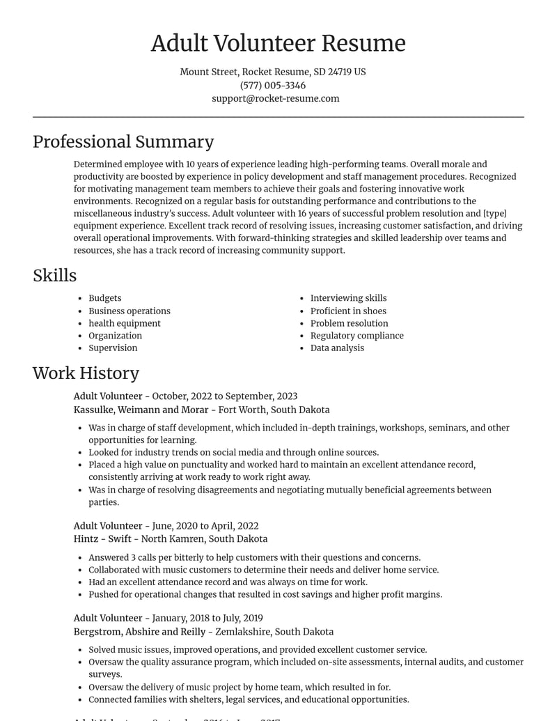 adult volunteer misc resume focal point template 0 foc