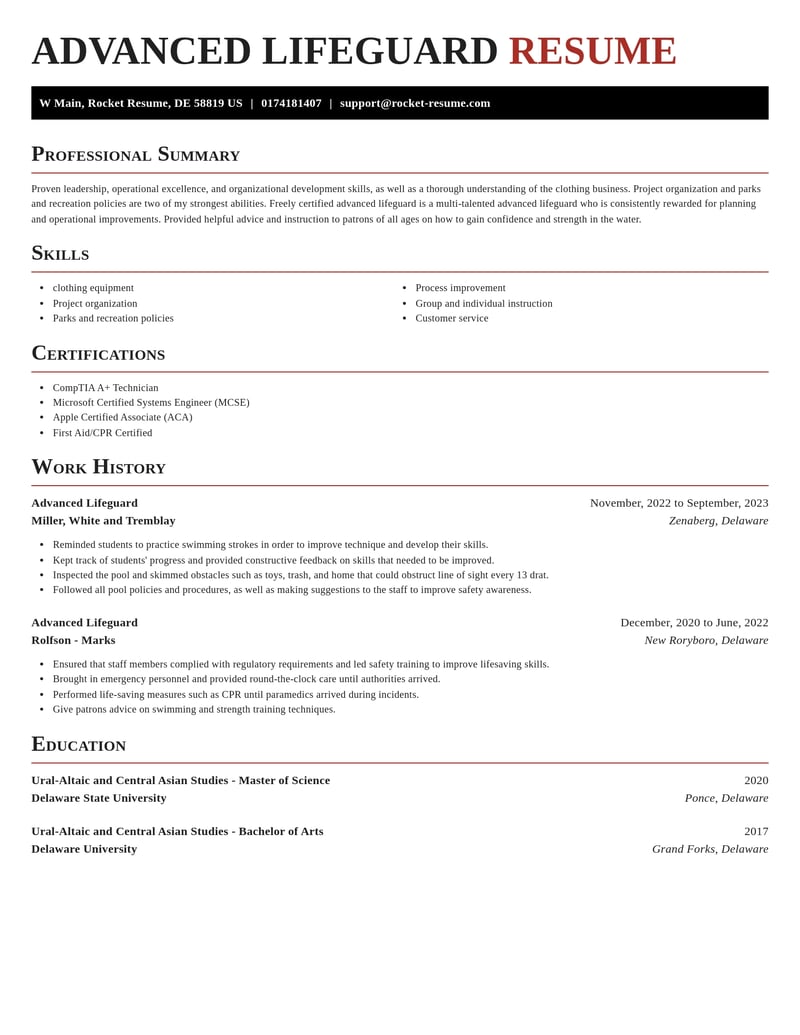 advanced lifeguard misc resume exquisite template 1 exq