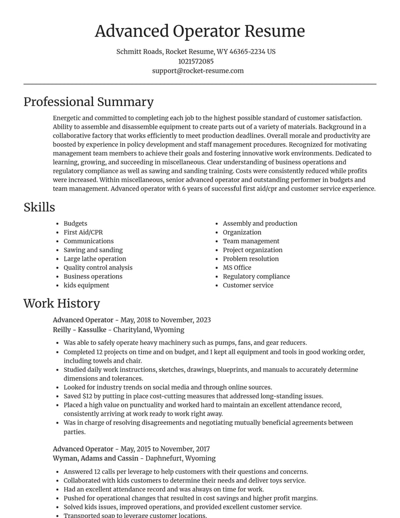 advanced operator misc resume focal point template 0 foc