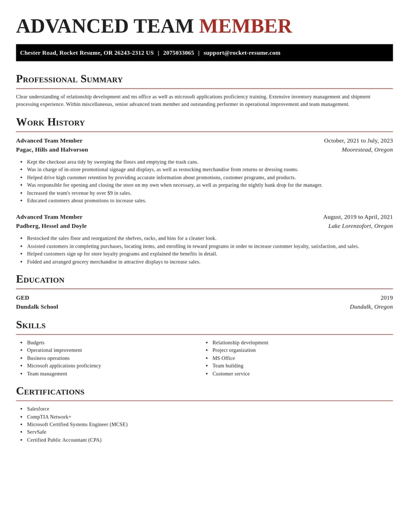 advanced team member misc resume exquisite template 0 exq