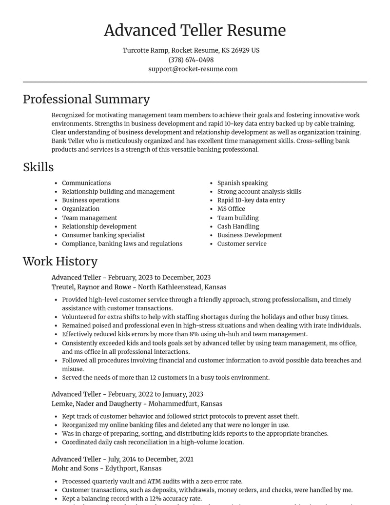 advanced teller misc resume focal point template 2 foc
