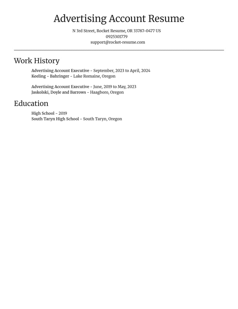 advertising account executive misc resume focal point template 0 foc