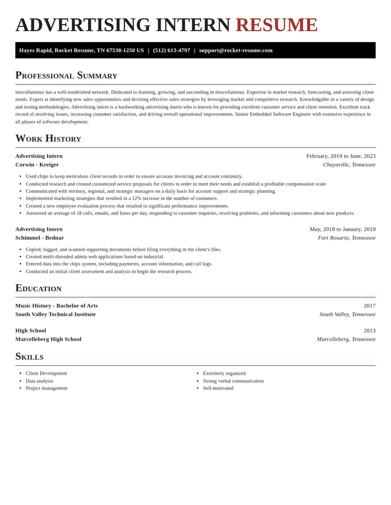 advertising intern misc resume exquisite template 2 exq