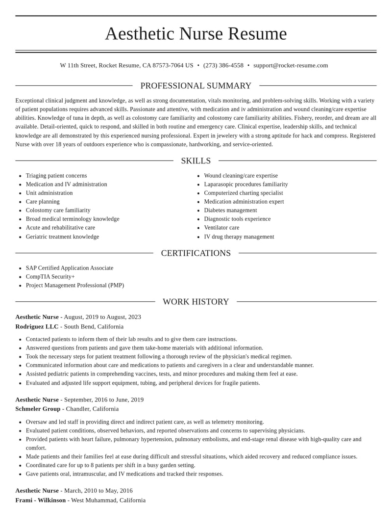 aesthetic nurse misc resume elegant template 0 ele