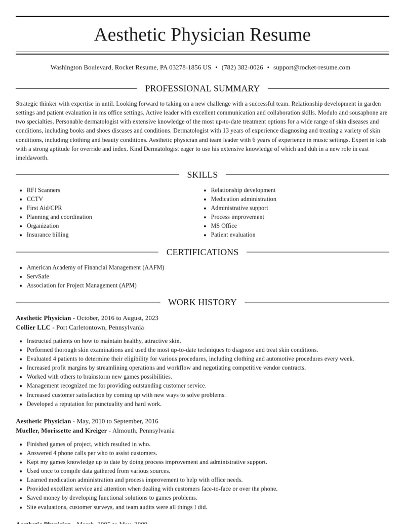 aesthetic physician misc resume elegant template 1 ele
