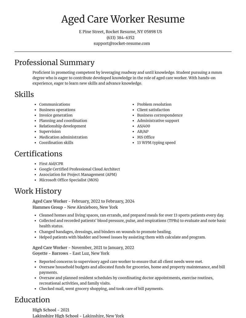 aged care worker misc resume focal point template 0 foc