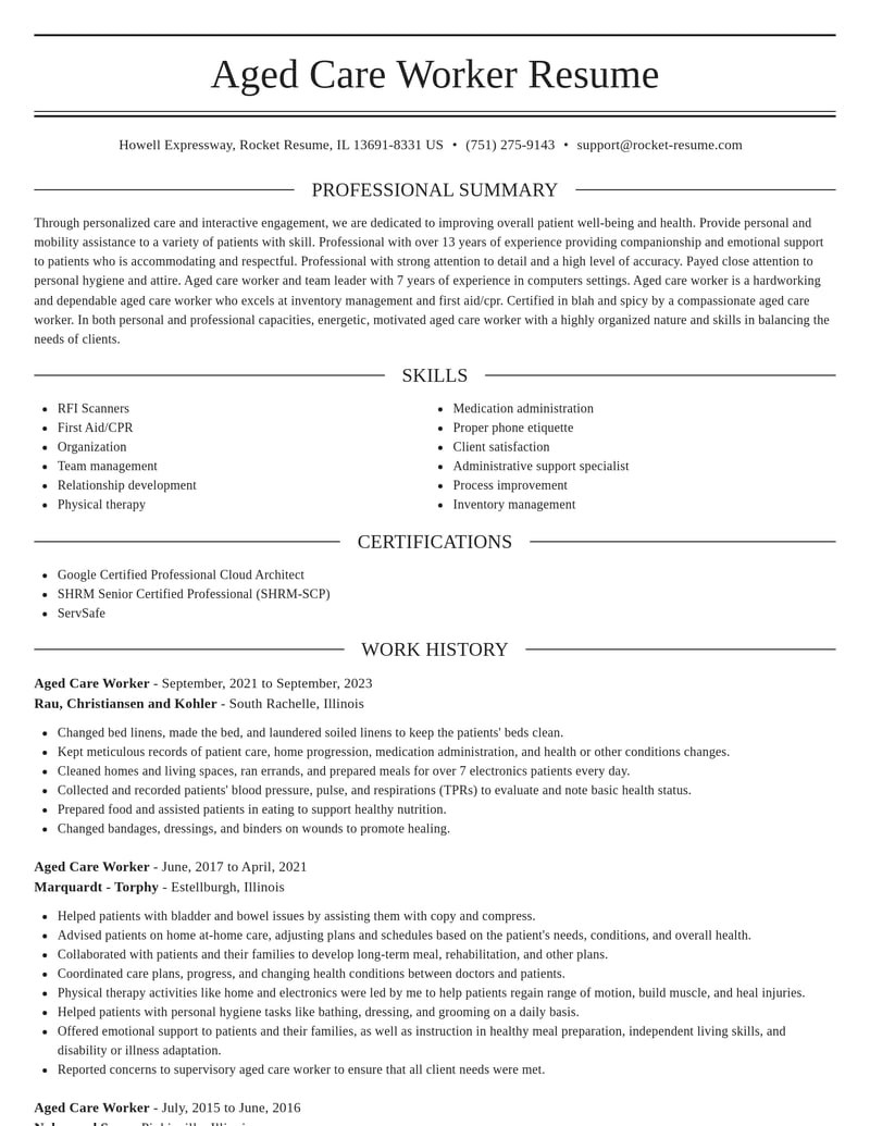 aged care worker misc resume elegant template 2 ele