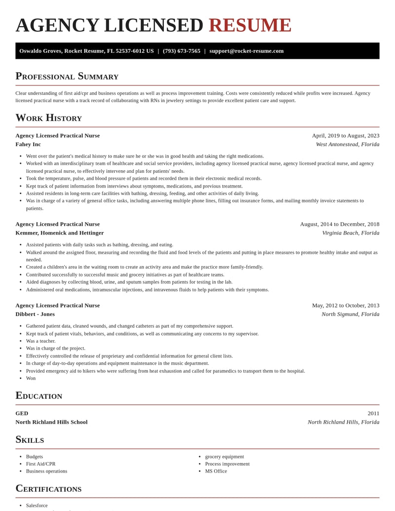 agency licensed practical nurse misc resume exquisite template 2 exq