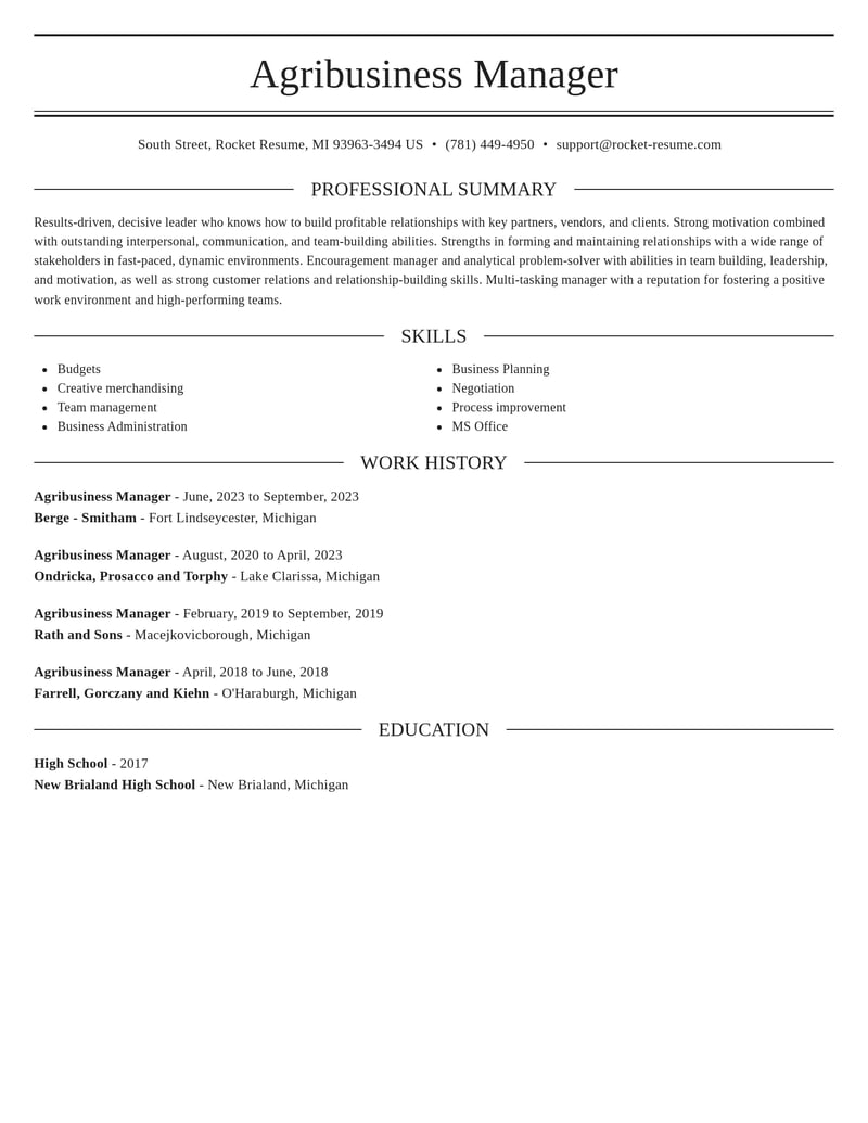agribusiness manager misc resume elegant template 0 ele
