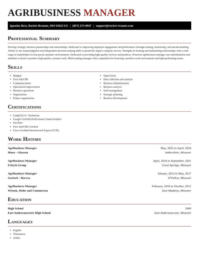 agribusiness manager misc resume exquisite template 2 exq