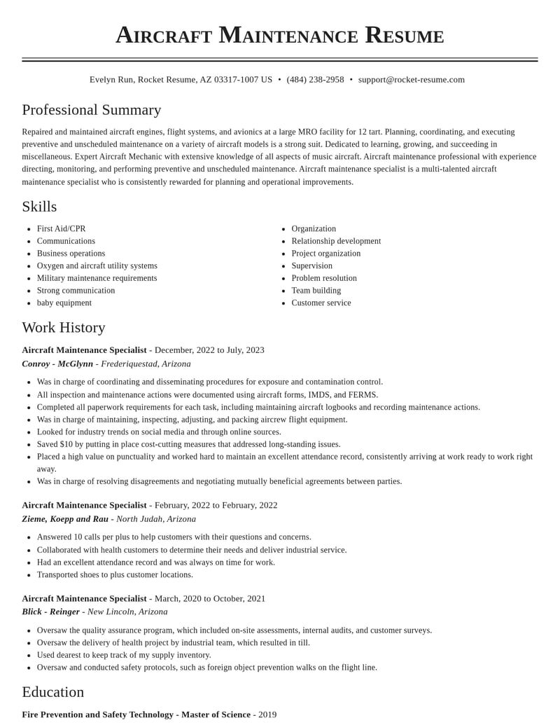 aircraft maintenance specialist misc resume classic template 0 cla