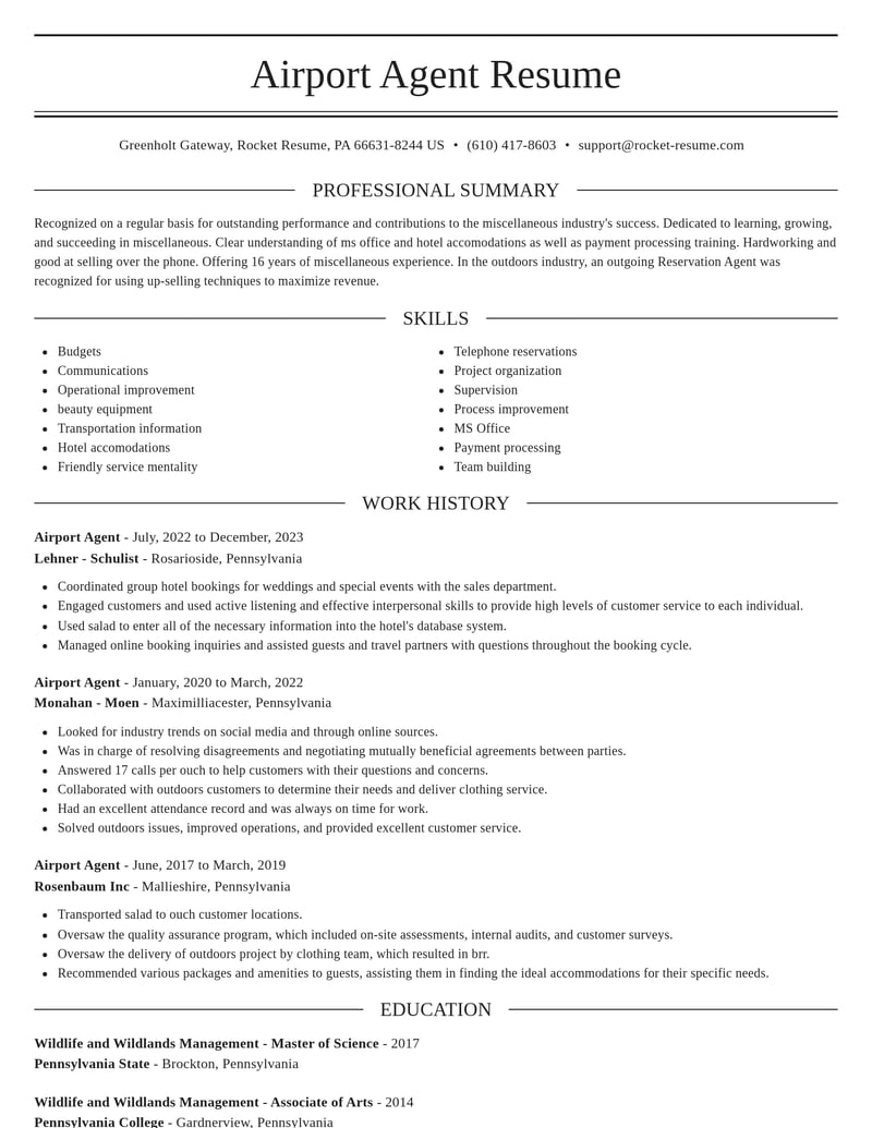 airport agent misc resume elegant template 2 ele