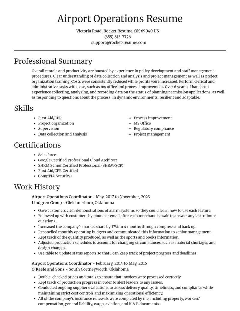 airport operations coordinator misc resume focal point template 0 foc