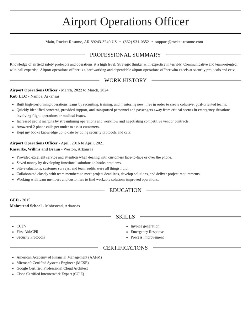 airport operations officer misc resume elegant template 0 ele