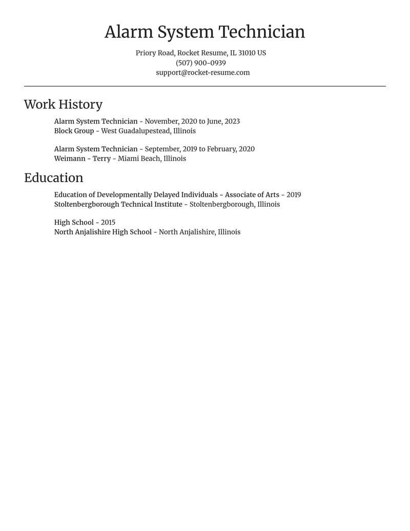 alarm system technician misc resume focal point template 0 foc