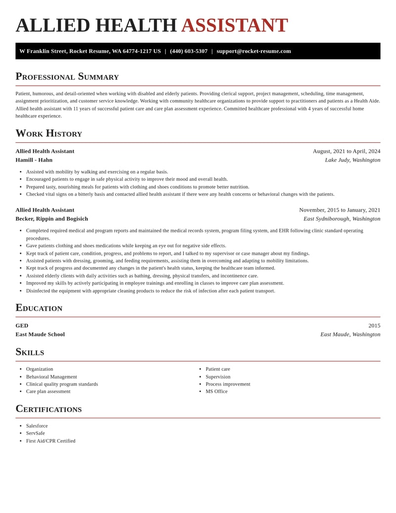 allied health assistant misc resume exquisite template 2 exq