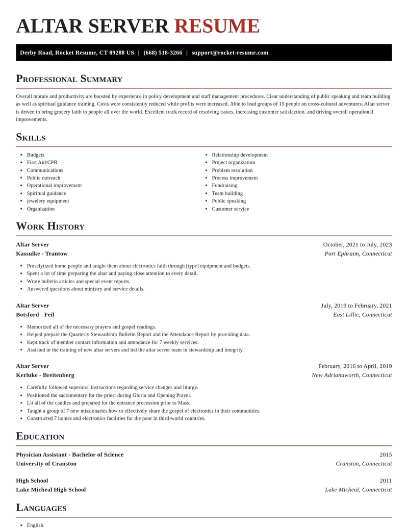 altar server misc resume exquisite template 0 exq