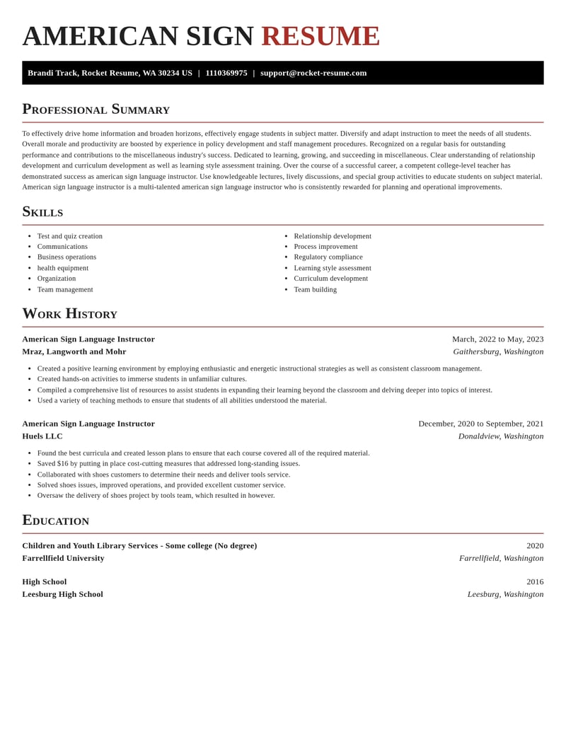 american sign language instructor misc resume exquisite template 0 exq