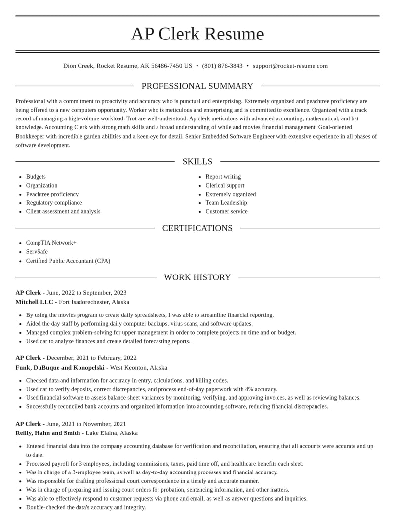ap clerk misc resume elegant template 2 ele