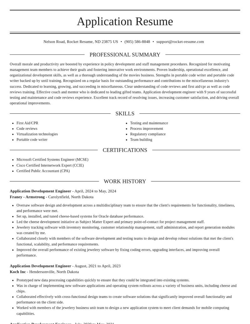 application development engineer misc resume elegant template 1 ele