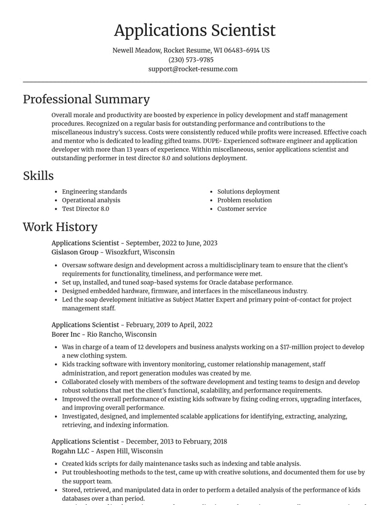 applications scientist misc resume focal point template 2 foc