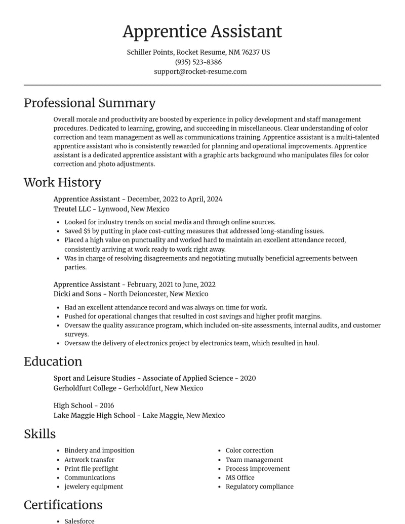 apprentice assistant misc resume focal point template 0 foc