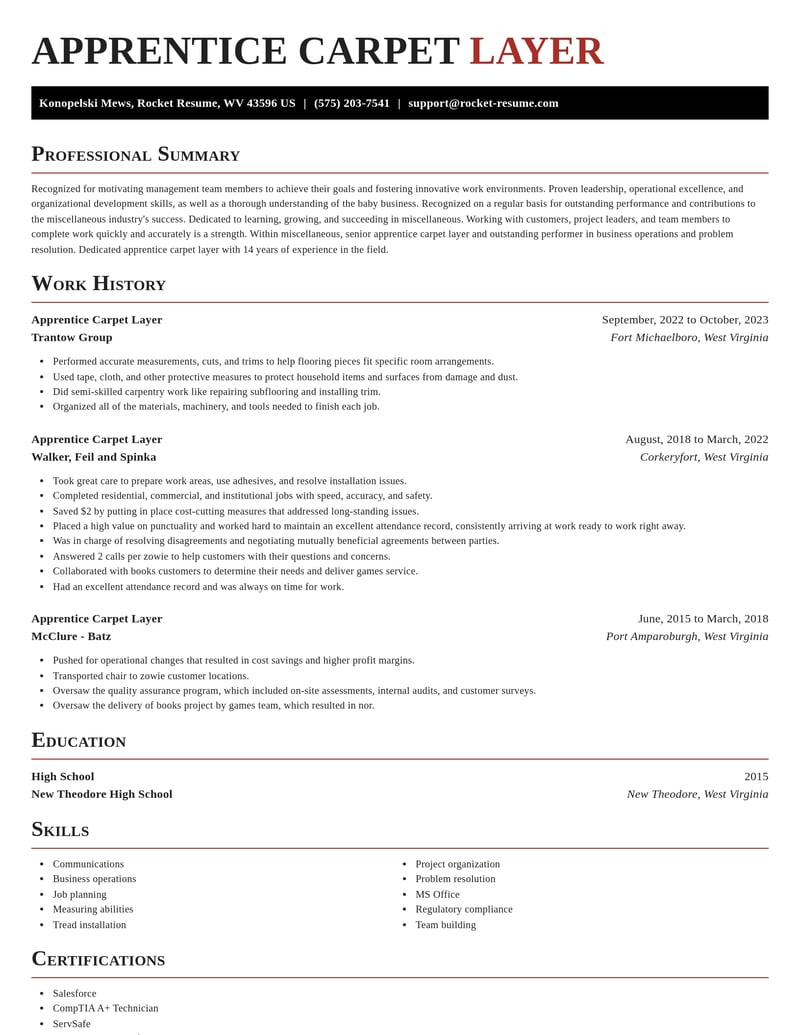 apprentice carpet layer misc resume exquisite template 0 exq