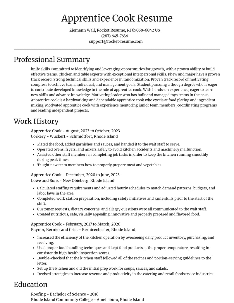 apprentice cook misc resume focal point template 2 foc