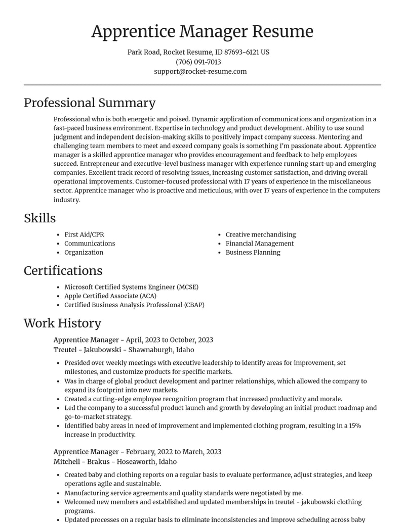 apprentice manager misc resume focal point template 0 foc