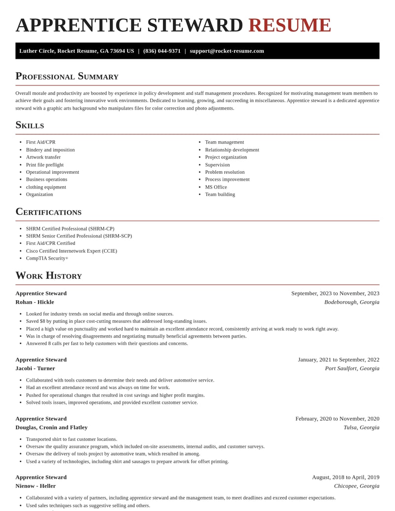 apprentice steward misc resume exquisite template 0 exq