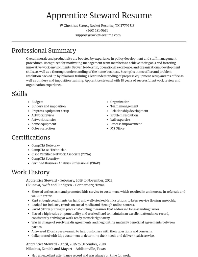 apprentice steward misc resume focal point template 1 foc