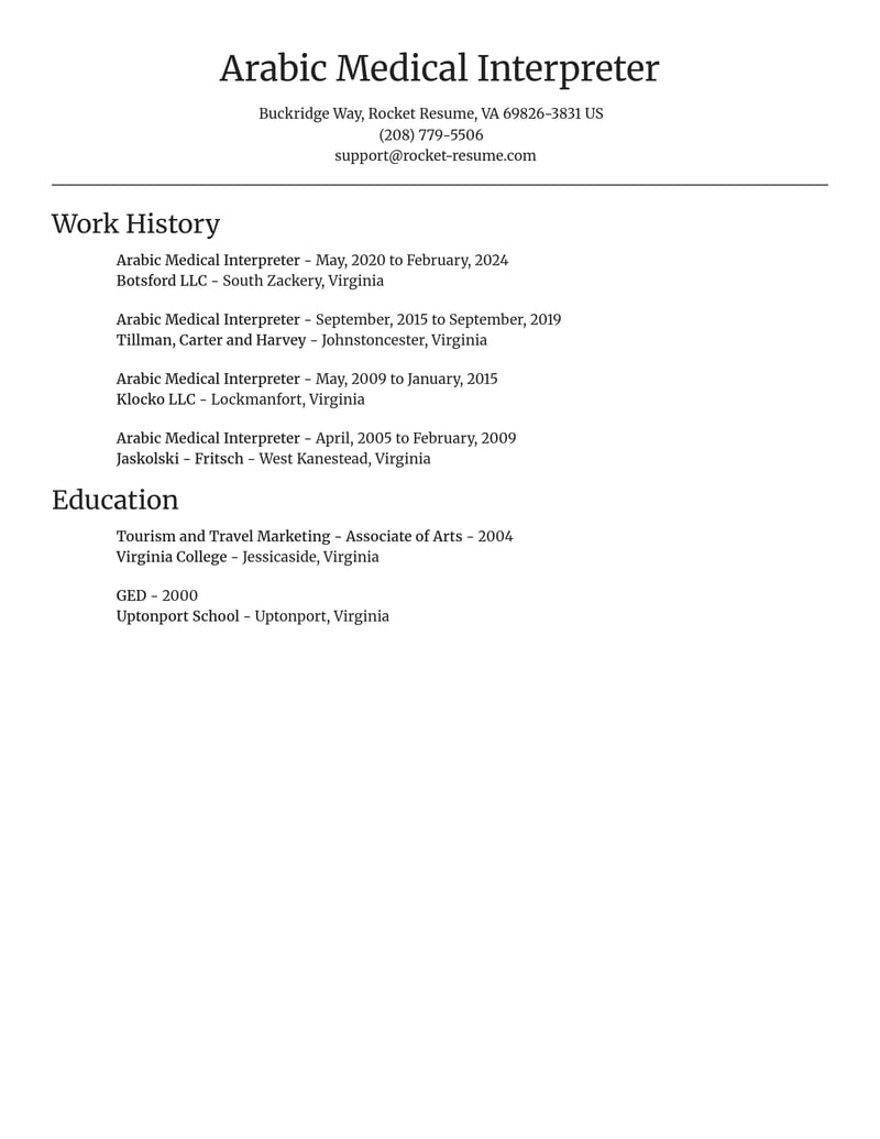 arabic medical interpreter misc resume focal point template 0 foc