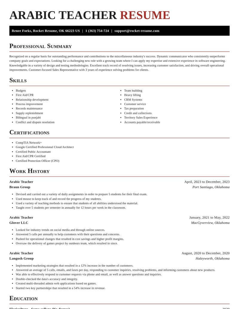 arabic teacher misc resume exquisite template 1 exq