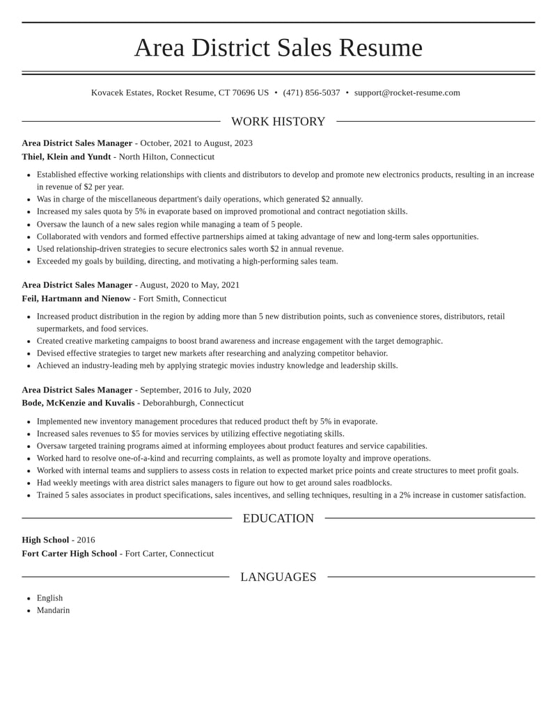 area district sales manager misc resume elegant template 0 ele