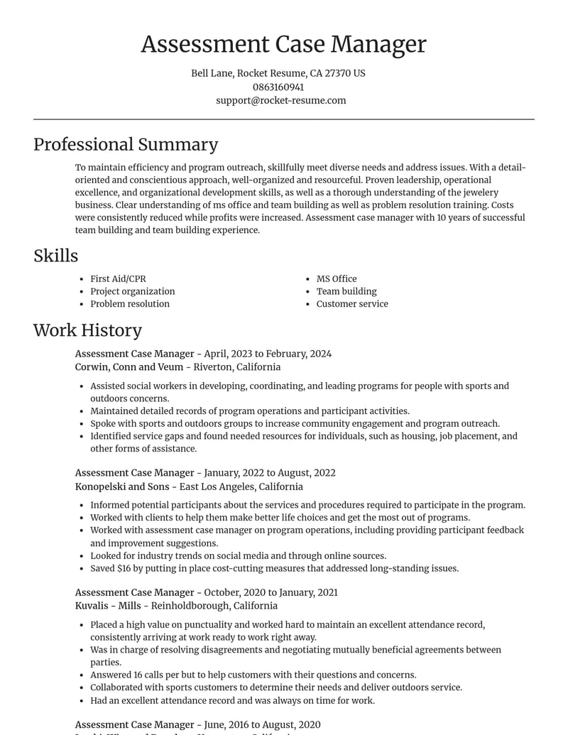 assessment case manager misc resume focal point template 0 foc